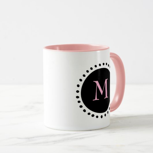 Black Circle Monogram Roze Twee Tonen Mok (Voorkant rechts)