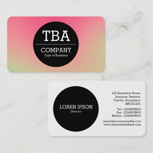 Black Circle v2 - Zachte verloopgradiënt Visitekaa Visitekaartje (Voorkant / Achterkant)