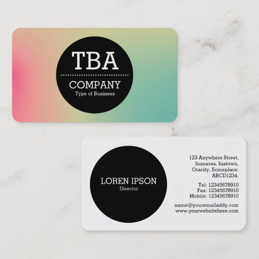 Black Circle v2 - Zachte verloopgradiënt Visitekaa Visitekaartje (Voorkant / Achterkant)