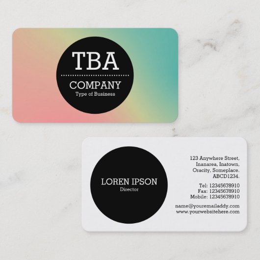 Black Circle v2 - Zachte verloopgradiënt Visitekaa Visitekaartje (Voorkant / Achterkant)