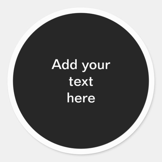 Black circle with white circle frame TEMPLATE,  Ronde Sticker (Voorkant)
