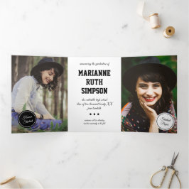 Black Circles 5-Photo Afstuderen Drieluik Uitnodiging