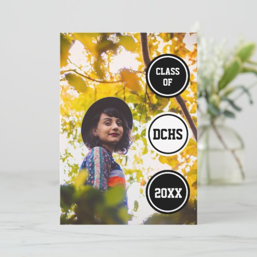 Black Circles Foto Afstuderen Kaart (Staand voorkant)