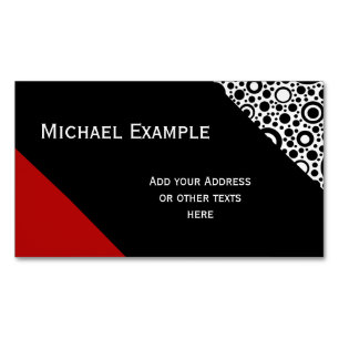 Black Cirkel & Polka Dots Pattern + uw ideeën Visitekaartje Magneet