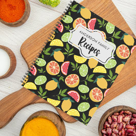 Black Citrus Citroen Sinaasappel Patroon Familie R Notitieboek