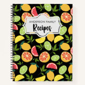 Black Citrus Citroen Sinaasappel Patroon Familie R Notitieboek (Voorkant)