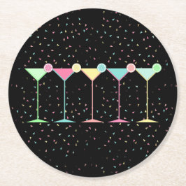 Black Citrus Martini Cocktail Confetti Party  Ronde Kartonnen Onderzetter