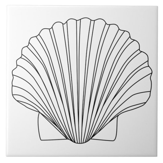 Black Clam Scallop Seashell Tegeltje (Voorkant)