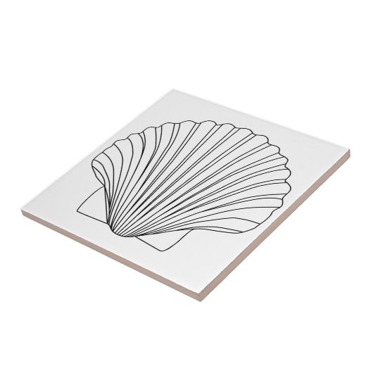 Black Clam Scallop Seashell Tegeltje (Zijkant)