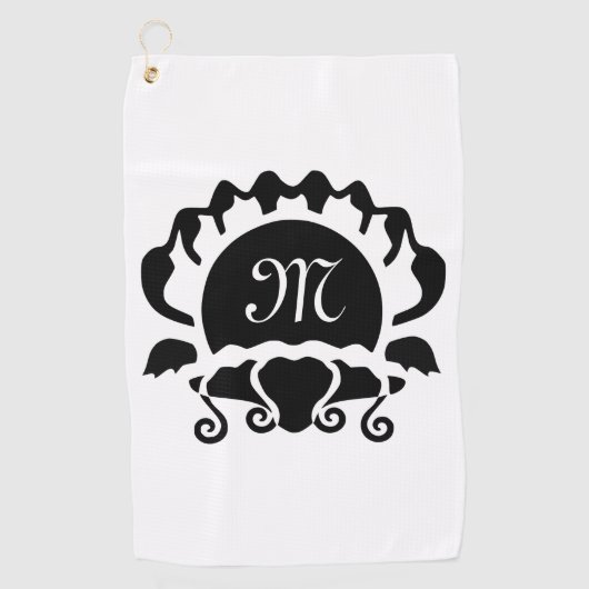Black Clam Silhouette Monogram Golfhanddoek (Voorkant)