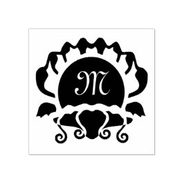 Black Clam Silhouette Monogram Rubberstempel