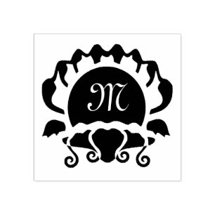 Black Clam Silhouette Monogram Rubberstempel