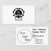 Black Clam Silhouette Monogram Visitekaartje (Voorkant / Achterkant)