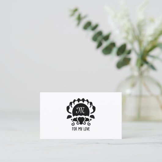 Black Clam Silhouette Monogram Visitekaartje (Staand voorkant)