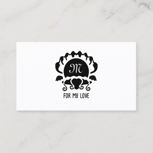 Black Clam Silhouette Monogram Visitekaartje (Voorkant)