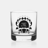 Black Clam Silhouette Monogram Whisky Glas (Voorkant)