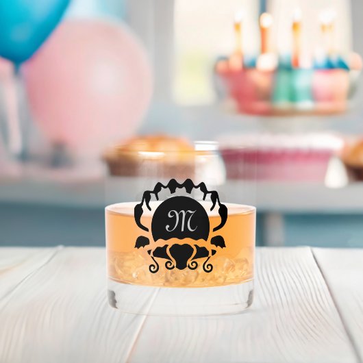 Black Clam Silhouette Monogram Whisky Glas (Insitu (Baby Shower))