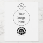 Black Clam Silhouette Monogram Wijn Etiket (Enkel label)