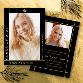 Black Class of 2025 afstuderen folie aangekondigd Folie Uitnodiging