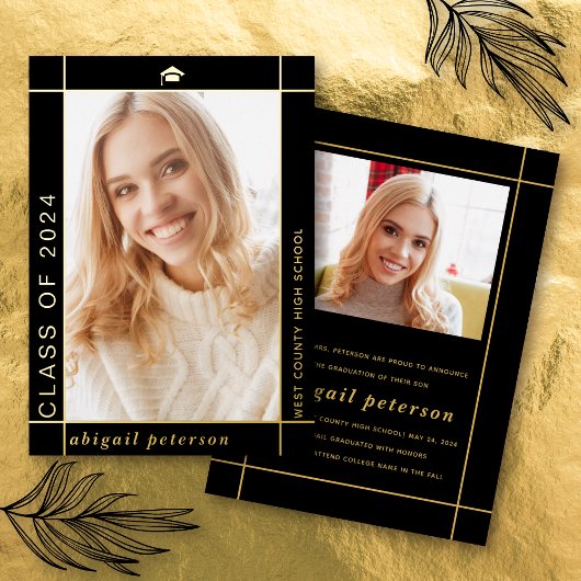 Black Class of 2025 afstuderen folie aangekondigd Folie Uitnodiging