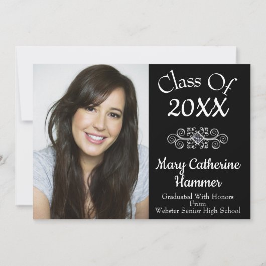 Black "Class of 20XX" Aankondiging van Afstudeerde (Voorkant)