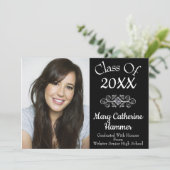 Black "Class of 20XX" Aankondiging van Afstudeerde (Staand voorkant)