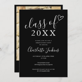 Black Class of Script Heart Afstudeerfeest Kaart