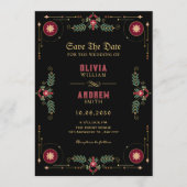 Black classic floral wedding kaart (Voorkant)