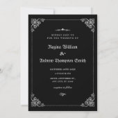 Black Classic gotische bruiloft uitnodiging (Achterkant)