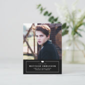 Black Classic Graduation Cap Photo Afstuderen Aankondigingskaart (Staand voorkant)