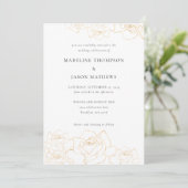 Black Classic Minimalist Gold Floral Roos Wedding Kaart (Staand voorkant)