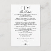 Black & Classic Monogram Wedding Reception Informatiekaartje (Voorkant)