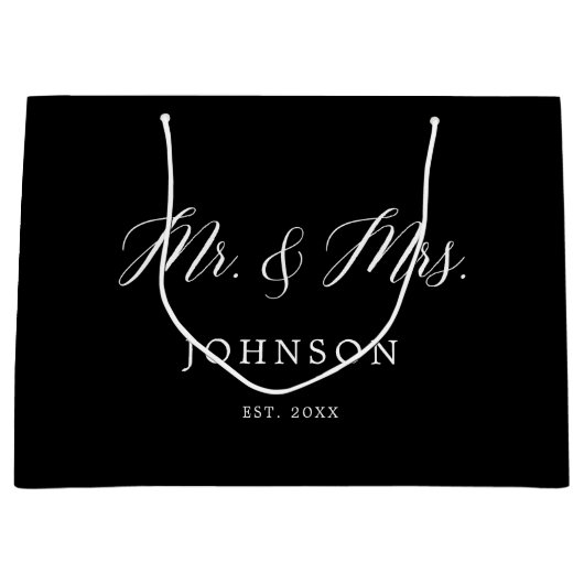 Black Classic Mr en Mrs Passen getrouwd Large Gift Groot Cadeauzakje (Voorkant)