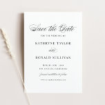 Black Classic Script Typografie Save The Date<br><div class="desc">Maak je trouwdatum bekend met deze elegant,  behalve de datumkaart. Het kenmerkt een grillig manuscript en klassieke typografie. Pas dit manuscript sparen de datum aan door uw details toe te voegen. Deze klassiek sparen de kaart van de datumaankondiging is ideaal voor om het even welk trouwthema of trouwseizoen.</div>