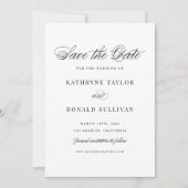 Black Classic Script Typografie Save The Date (Voorkant)