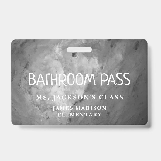 Black Classic Terug naar school Badkamer Hall Pass Badge (Voorzijde)