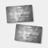 Black Classic Terug naar school Badkamer Hall Pass Badge (Voor- en achterkant)