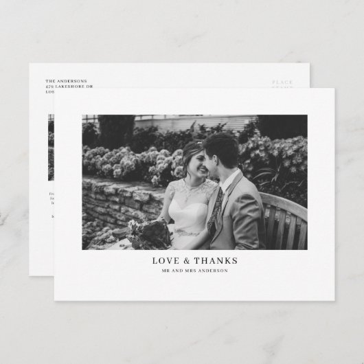 Black Classic Typografie Bruiloft Dank u Briefkaart (Voorkant / Achterkant)