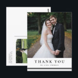 Black Classic Typography Striped Weddenschap Bedan Briefkaart<br><div class="desc">Stuur bedankt naar familie en vrienden omdat je je speciale dag hebt bijgewoond met deze aanpasbare bruiloft. Dank je briefkaart. Het kenmerkt klassieke typografie en streept accent. Personaliseer me door uw trouwfoto's en details toe te voegen. Deze elegante bruiloft bedankt je briefkaart is beschikbaar op andere kaarten.</div>