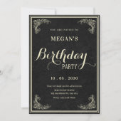 Black classic vintage elegant birthday kaart (Voorkant)
