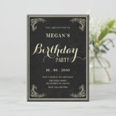 Black classic vintage elegant birthday kaart (Staand voorkant)