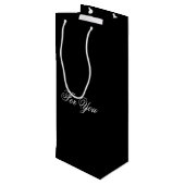 Black Classy Designer Wine Gift Bag Wijn Cadeautas (Achterkant Gekanteld)