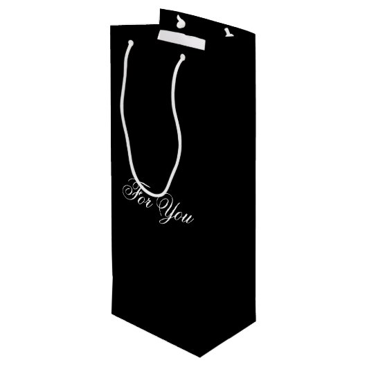 Black Classy Designer Wine Gift Bag Wijn Cadeautas (Achterkant Gekanteld)