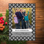 Black Classy Diamond Holiday Photo Flat Kaart
