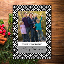 Black Classy Diamond Holiday Photo Flat Kaart