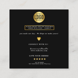 Black Classy en Elegant gouden dank u Vierkante Visitekaartje