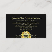 Black Classy Sunflower Floral Apiary Honey Bee Visitekaartje (Achterkant)