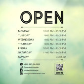 Black Clean Praktische Openingstijden QR Code Raamsticker (Vel 3)