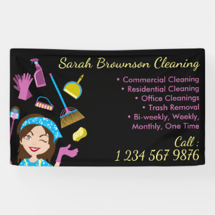 Black Cleaning Business Starter Advertentie Spandoek