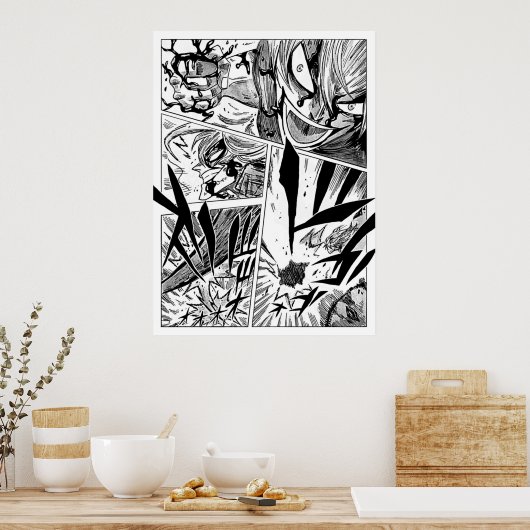 Black Clover Manga-paneel gestileerd Poster (Keuken)